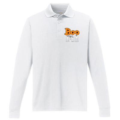 Boo Hanging Ghost Cute Funny Halloween Party Performance Long Sleeve Polo