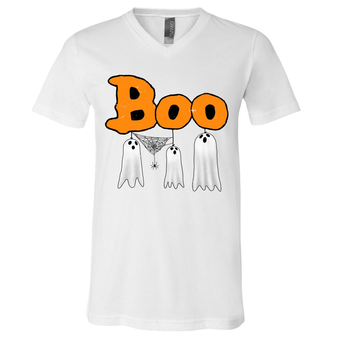 Boo Hanging Ghost Cute Funny Halloween Party V-Neck T-Shirt