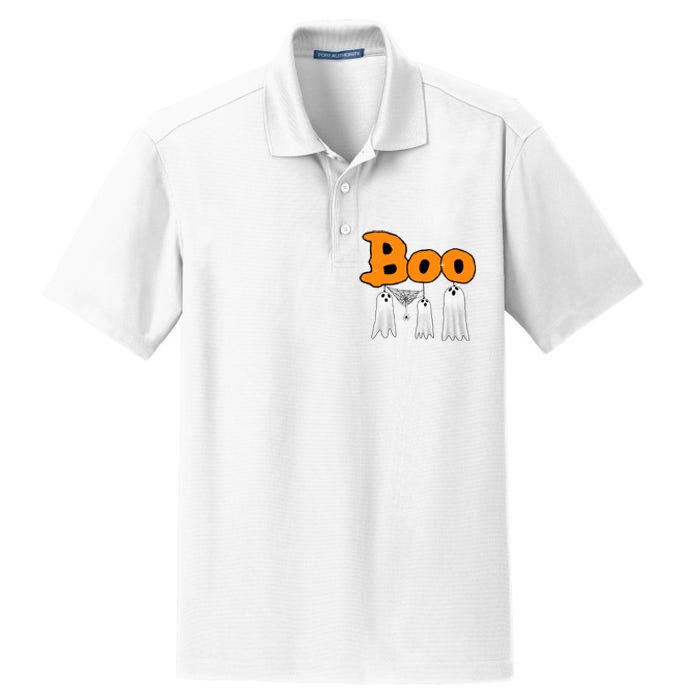 Boo Hanging Ghost Cute Funny Halloween Party Dry Zone Grid Polo