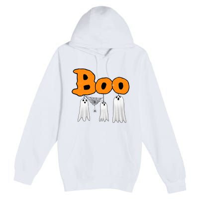 Boo Hanging Ghost Cute Funny Halloween Party Premium Pullover Hoodie