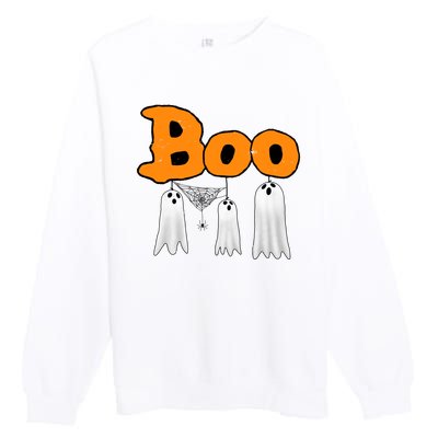 Boo Hanging Ghost Cute Funny Halloween Party Premium Crewneck Sweatshirt