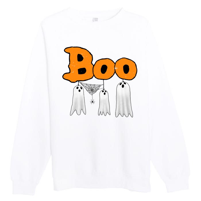 Boo Hanging Ghost Cute Funny Halloween Party Premium Crewneck Sweatshirt