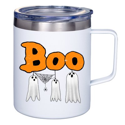 Boo Hanging Ghost Cute Funny Halloween Party 12oz Stainless Steel Coffee Mug