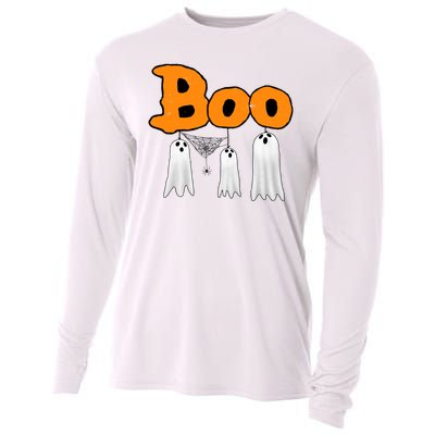 Boo Hanging Ghost Cute Funny Halloween Party Cooling Performance Long Sleeve Crew