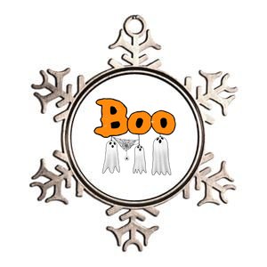 Boo Hanging Ghost Cute Funny Halloween Party Metallic Star Ornament