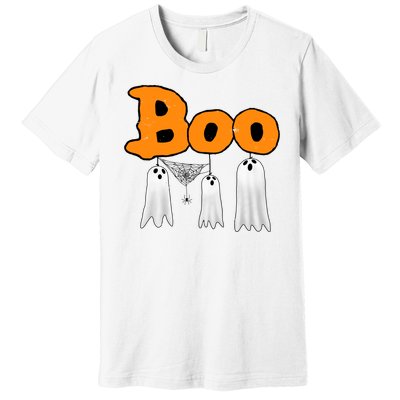 Boo Hanging Ghost Cute Funny Halloween Party Premium T-Shirt