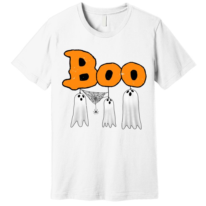 Boo Hanging Ghost Cute Funny Halloween Party Premium T-Shirt
