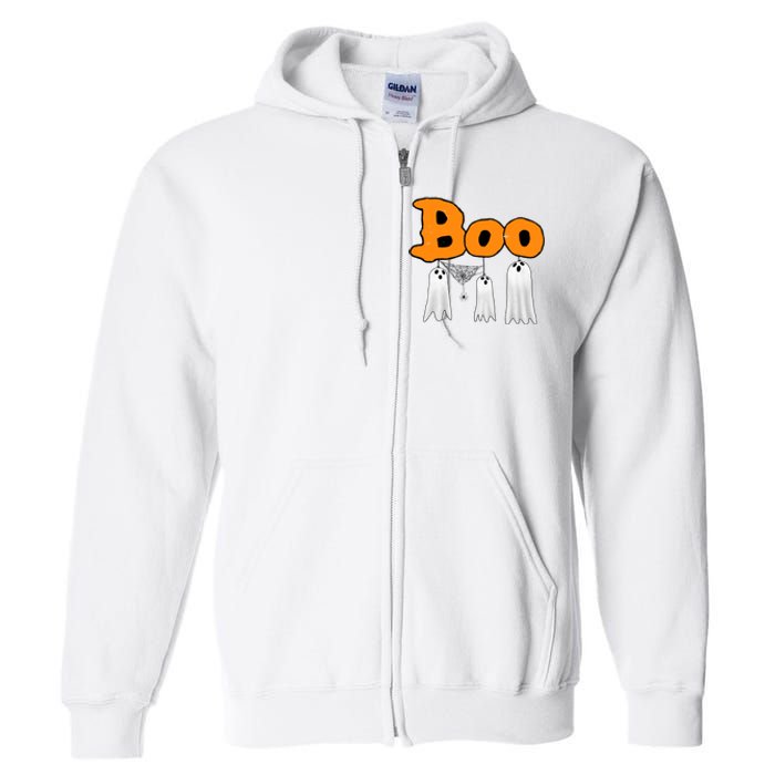 Boo Hanging Ghost Cute Funny Halloween Party Full Zip Hoodie