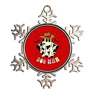 Boo Haw Ghost Western Cowboy Cowgirl Funny Halloween Spooky Metallic Star Ornament