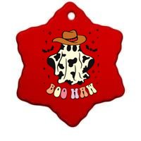 Boo Haw Ghost Western Cowboy Cowgirl Funny Halloween Spooky Ceramic Star Ornament