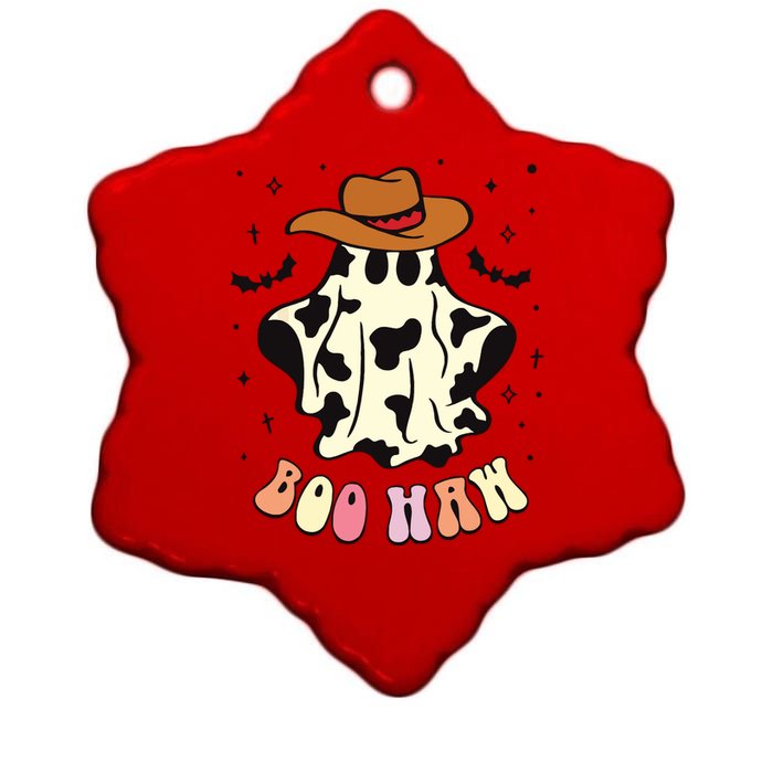 Boo Haw Ghost Western Cowboy Cowgirl Funny Halloween Spooky Ceramic Star Ornament