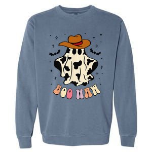 Boo Haw Ghost Western Cowboy Cowgirl Funny Halloween Spooky Garment-Dyed Sweatshirt