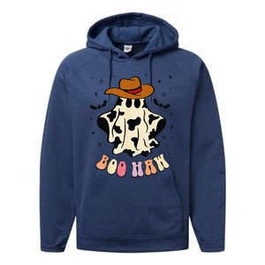 Boo Haw Ghost Western Cowboy Cowgirl Funny Halloween Spooky Performance Fleece Hoodie