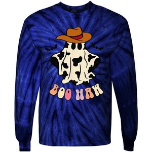 Boo Haw Ghost Western Cowboy Cowgirl Funny Halloween Spooky Tie-Dye Long Sleeve Shirt