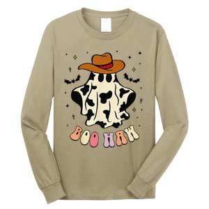 Boo Haw Ghost Western Cowboy Cowgirl Funny Halloween Spooky Long Sleeve Shirt