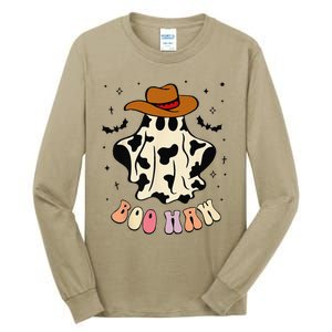 Boo Haw Ghost Western Cowboy Cowgirl Funny Halloween Spooky Tall Long Sleeve T-Shirt