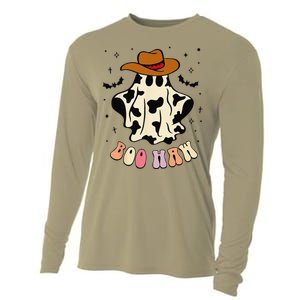 Boo Haw Ghost Western Cowboy Cowgirl Funny Halloween Spooky Cooling Performance Long Sleeve Crew