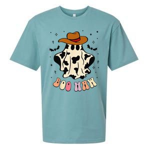 Boo Haw Ghost Western Cowboy Cowgirl Funny Halloween Spooky Sueded Cloud Jersey T-Shirt