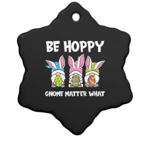 Be Hoppy Gnome Matter What Easter Day Spring Easter Day Bunny Eggs Ceramic Star Ornament