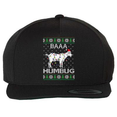 Baaa Humbug Goat Santa Hat Christmas Lights Ugly Sweater Gift Wool Snapback Cap