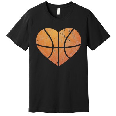 Basketball Heart Gift Player Vintage Valentine's Day Premium T-Shirt