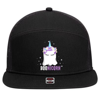 Boonicorn Halloween Ghost Unicorn Birthday Gift 7 Panel Mesh Trucker Snapback Hat