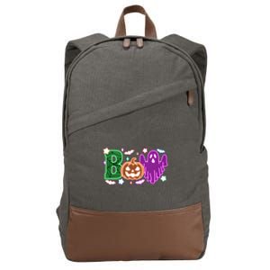 Boo Halloween Ghost Floral Cotton Canvas Backpack