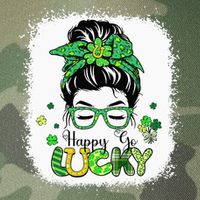 Bleached Happy Go Lucky Messy Bun St Patricks Day Legacy Tie Dye Trucker Hat