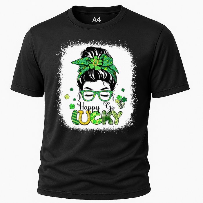 Bleached Happy Go Lucky Messy Bun St Patricks Day Performance Shirt