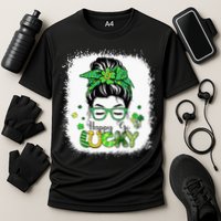 Bleached Happy Go Lucky Messy Bun St Patricks Day Performance Shirt