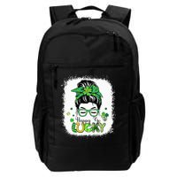 Bleached Happy Go Lucky Messy Bun St Patricks Day Backpack