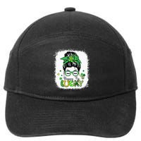 Bleached Happy Go Lucky Messy Bun St Patricks Day 7-Panel Snapback Hat