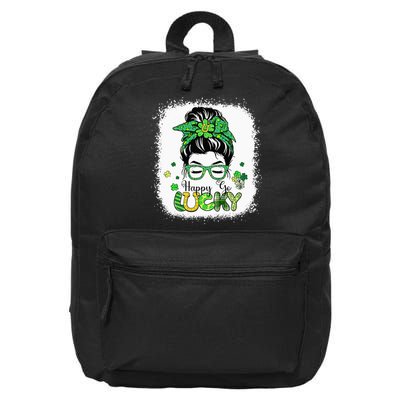 Bleached Happy Go Lucky Messy Bun St Patricks Day 16 in Basic Backpack