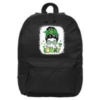 Bleached Happy Go Lucky Messy Bun St Patricks Day 16 in Basic Backpack