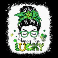 Bleached Happy Go Lucky Messy Bun St Patricks Day 16 in Basic Backpack