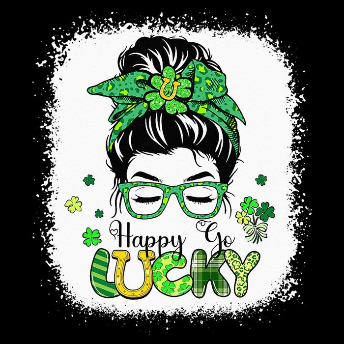 Bleached Happy Go Lucky Messy Bun St Patricks Day 16 in Basic Backpack