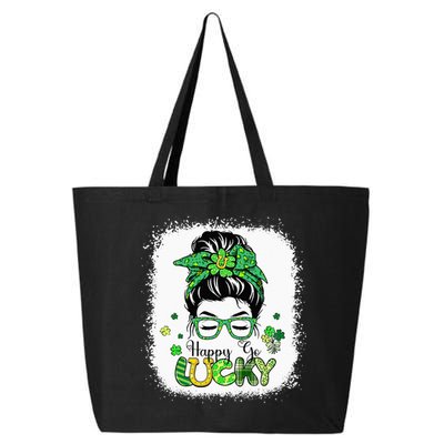 Bleached Happy Go Lucky Messy Bun St Patricks Day 25L Jumbo Tote