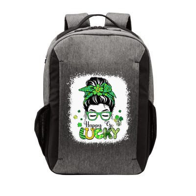 Bleached Happy Go Lucky Messy Bun St Patricks Day Vector Backpack