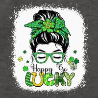Bleached Happy Go Lucky Messy Bun St Patricks Day Vector Backpack