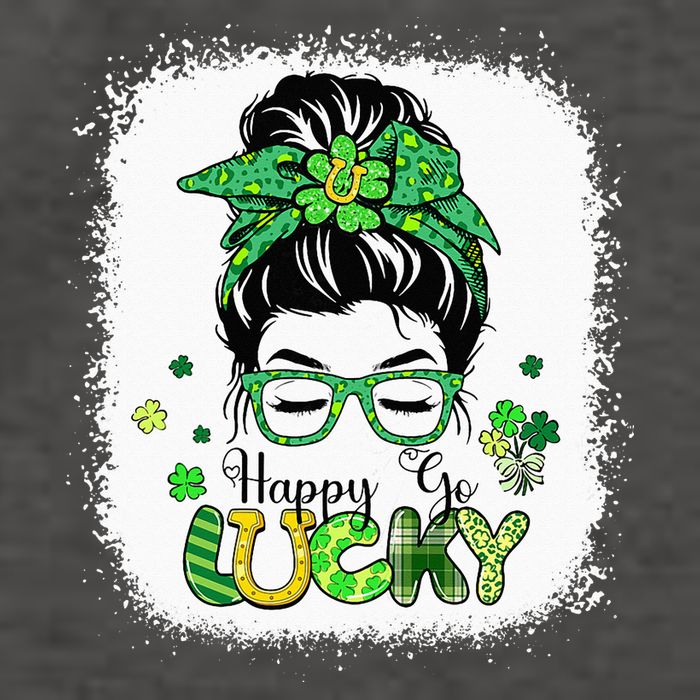 Bleached Happy Go Lucky Messy Bun St Patricks Day Vector Backpack