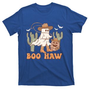 Boo Haw Ghost Western Cow Wearing Hat Halloween Spooky Gift T-Shirt