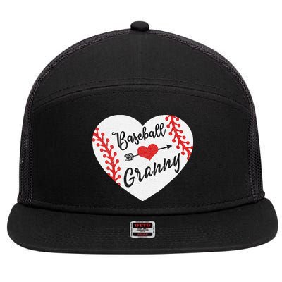 Baseball Heart Granny Grandma Mother's Day Gift 7 Panel Mesh Trucker Snapback Hat