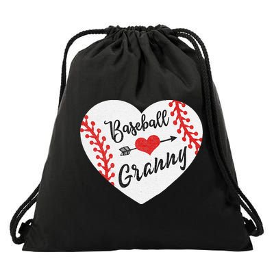 Baseball Heart Granny Grandma Mother's Day Gift Drawstring Bag