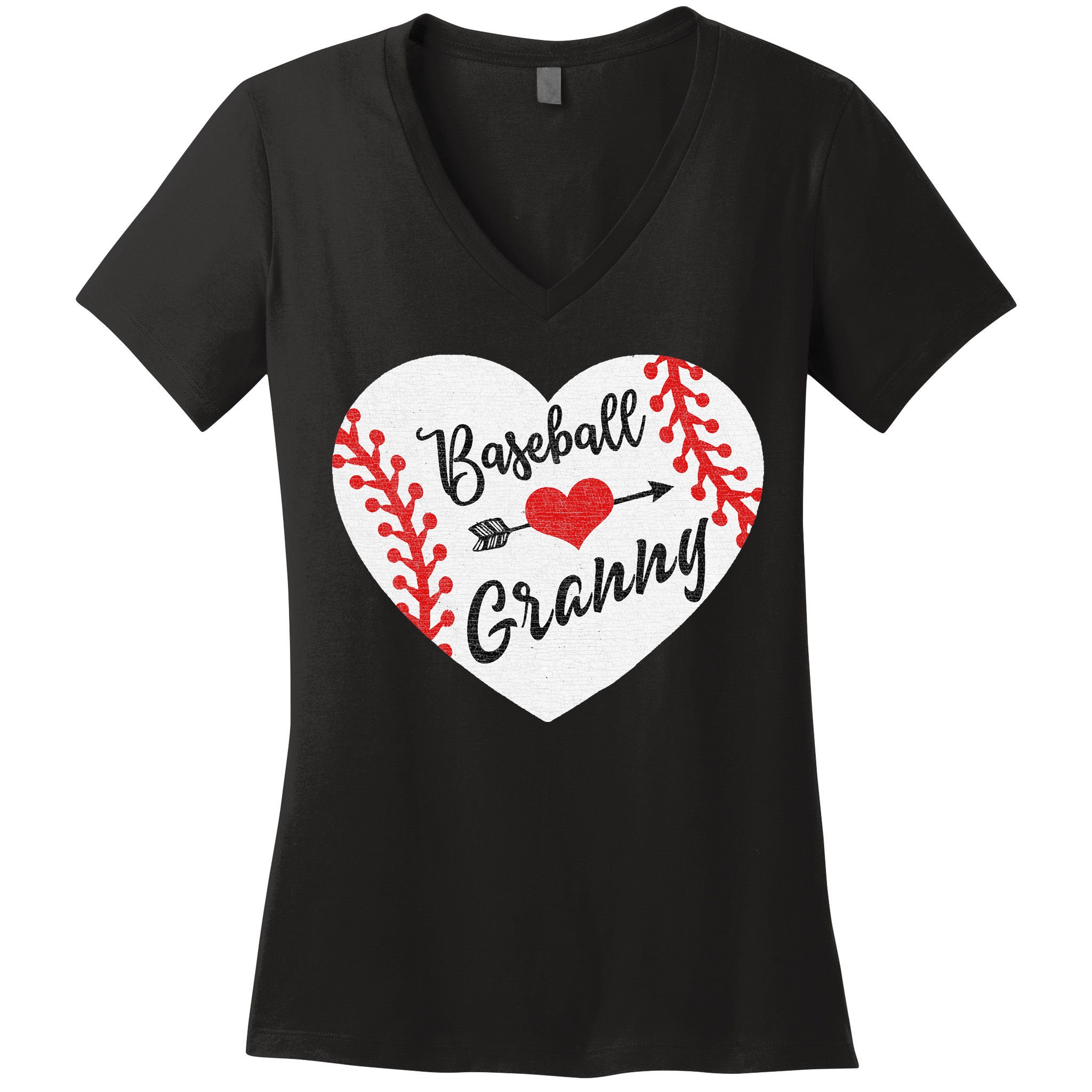 Baseball Heart Granny Grandma Mother's Day Gift Women's V-Neck T-Shirt