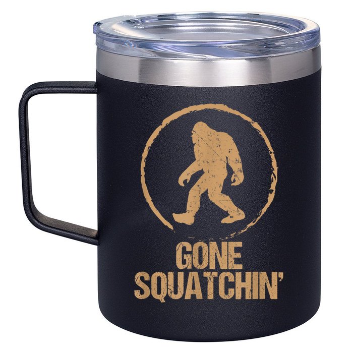 Bigfoot Hunter Gone Squatching Sasquatch 12oz Stainless Steel Coffee Mug