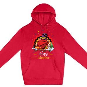 Basketball Happy Hallothanksmas Thanksgiving Christmas Premium Pullover Hoodie