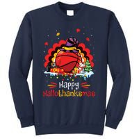 Basketball Happy Hallothanksmas Thanksgiving Christmas Sweatshirt