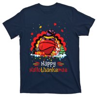 Basketball Happy Hallothanksmas Thanksgiving Christmas T-Shirt