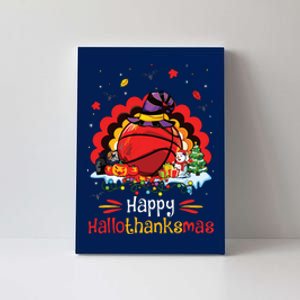 Basketball Happy Hallothanksmas Thanksgiving Christmas Canvas