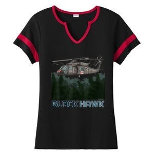 Black Hawk Helicopter Military Armed Forces Novelty Ladies Halftime Notch Neck Tee